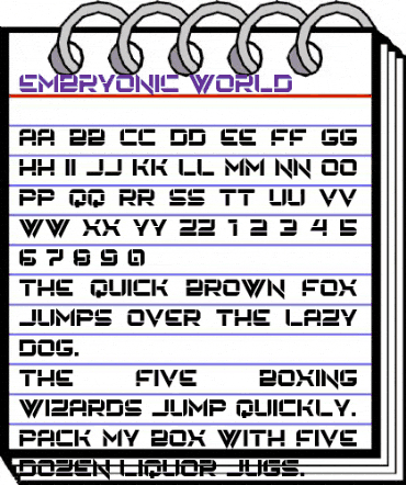 Embryonicʗorld Regular animated font preview