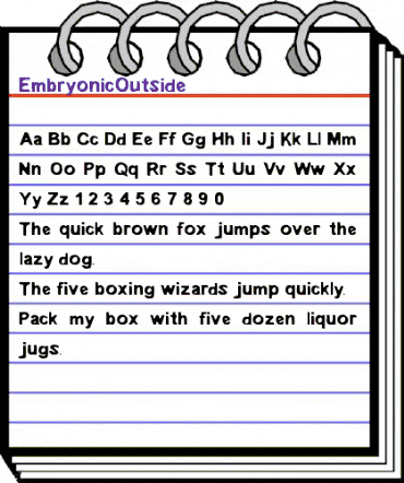 EmbryonicOutside Regular animated font preview