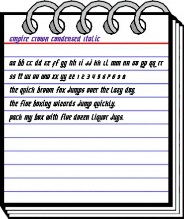 Empire Crown Condensed Italic Condensed Italic animated font preview