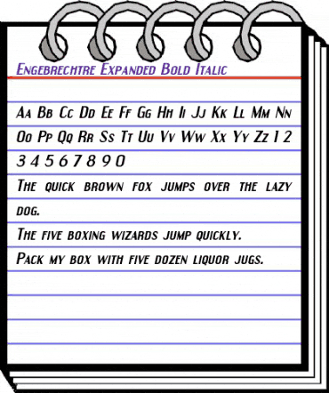 Engebrechtre Expanded Bold Italic animated font preview