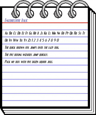 Engebrechtre Italic animated font preview Engebrechtre Italic animated font preview