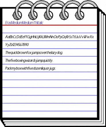 Eras-Medium-Medium Th Itc Italic animated font preview