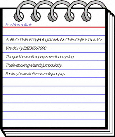 Eras-Normal Italic Italic animated font preview Eras-Normal Italic Italic animated font preview