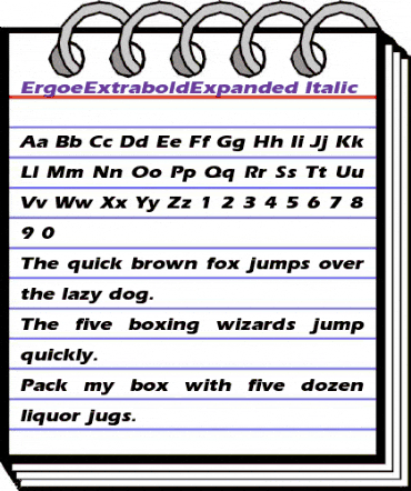 ErgoeExtraboldExpanded Italic animated font preview