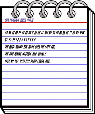 Eva Fangoria Super-Italic Italic animated font preview