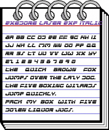 Exedore Laser Exp Italic Expanded Italic animated font preview Exedore Laser Exp Italic Expanded Italic animated font preview