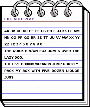 Extended Play Regular animated font preview Extended Play Regular animated font preview