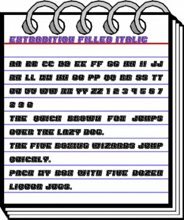 Extradition Filled Italic animated font preview