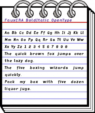 FauxCRA BoldItalic animated font preview
