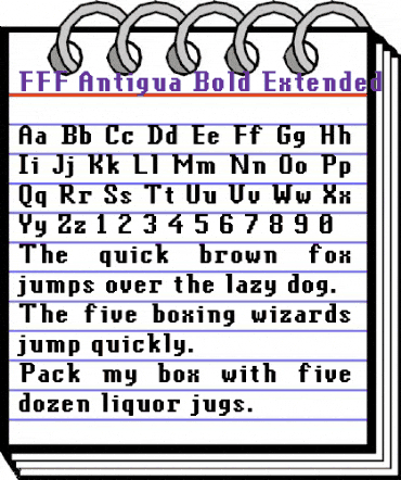FFF Antigua Bold Extended Regular animated font preview
