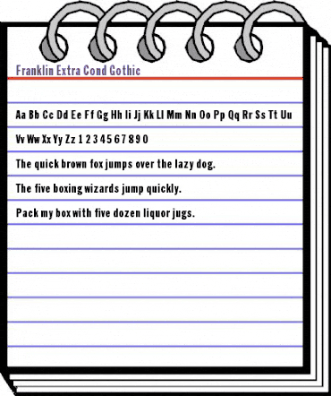 Franklin Extra Cond. Gothic Regular animated font preview