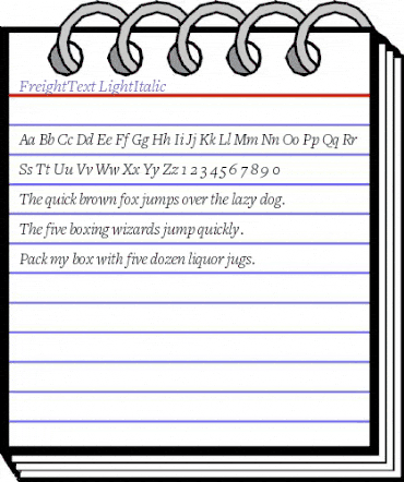 FreightText Light Italic animated font preview