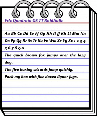 Friz Quadrata OS TT BoldItalic animated font preview