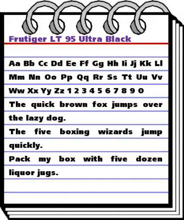 Frutiger LT 95 UltraBlack Regular animated font preview