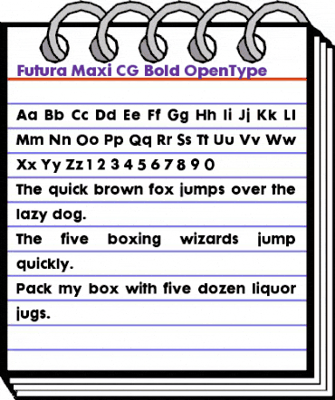 Futura Maxi CG Bold OpenType animated font preview