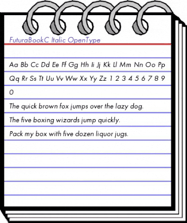 FuturaBookC Italic animated font preview