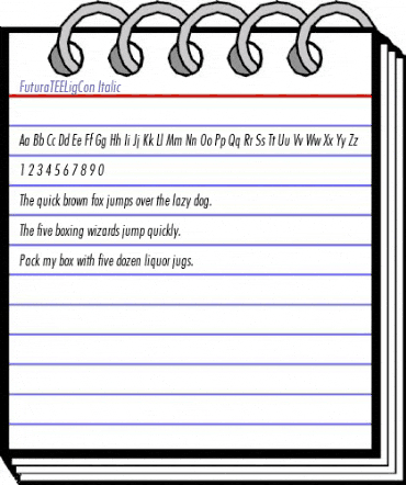 FuturaTEELigCon Italic animated font preview