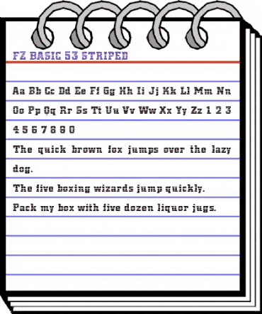 FZ BASIC 53 STRIPED Normal animated font preview
