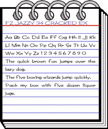 FZ JAZZY 34 CRACKED EX Normal animated font preview