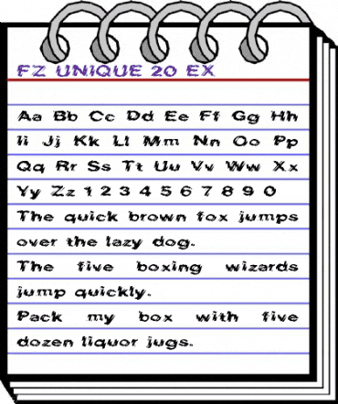 FZ UNIQUE 20 EX Normal animated font preview