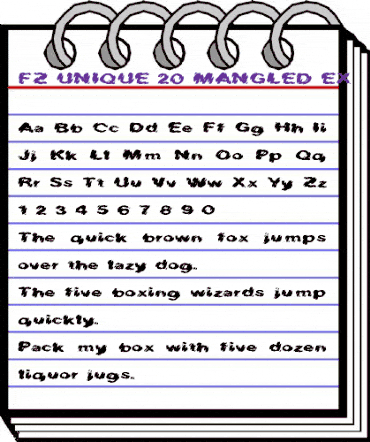 FZ UNIQUE 20 MANGLED EX Normal animated font preview