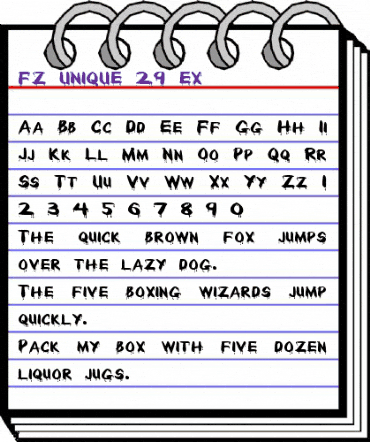 FZ UNIQUE 29 EX Normal animated font preview