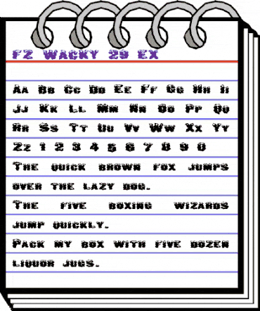 FZ WACKY 29 EX Normal animated font preview