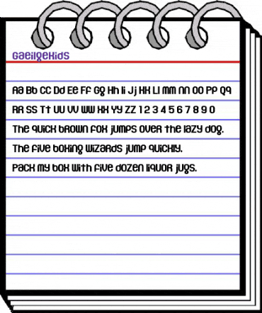 The Gaeilge Kids Regular animated font preview