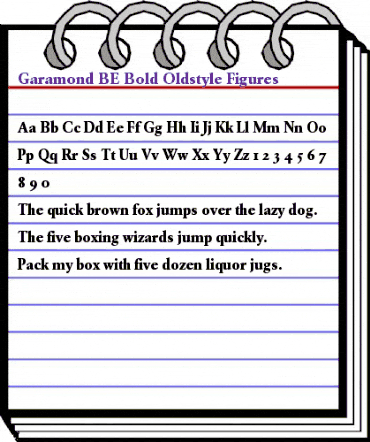 Garamond BE Regular animated font preview