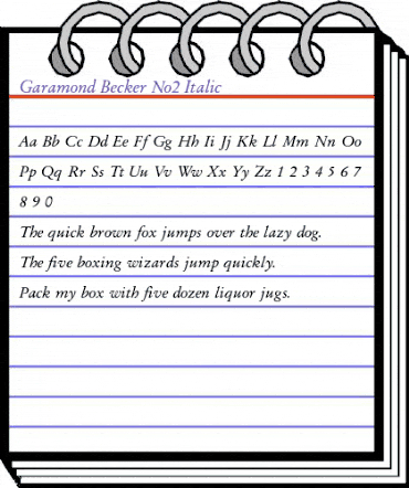 Garamond Becker No2 Italic animated font preview