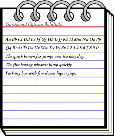 Garamond Classico BoldItalic animated font preview Garamond Classico BoldItalic animated font preview