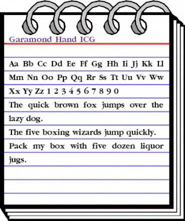 Garamond Hand ICG Regular animated font preview