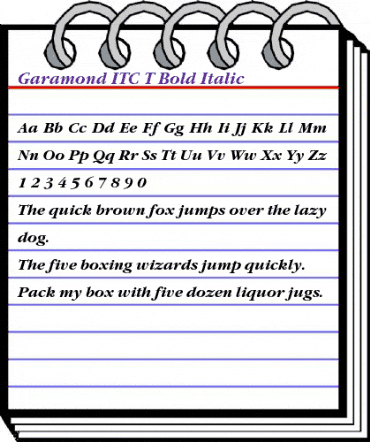 Garamond ITC T Bold Italic animated font preview