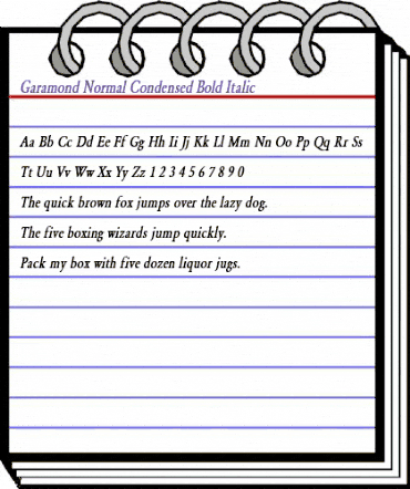 Garamond-Normal Condensed Bold Italic animated font preview