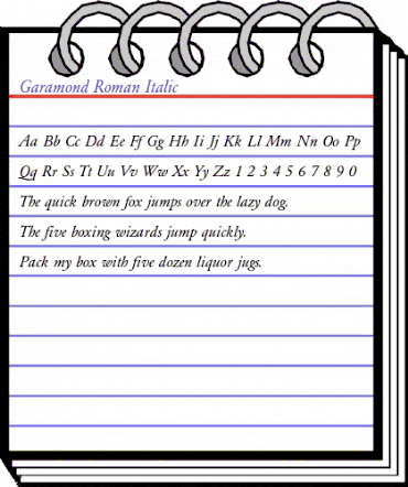 Garamond Italic animated font preview Garamond Italic animated font preview