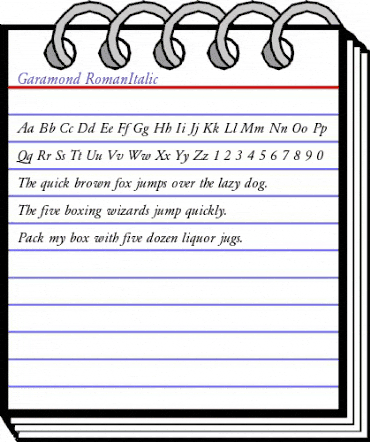 Garamond-RomanItalic Regular animated font preview Garamond-RomanItalic Regular animated font preview