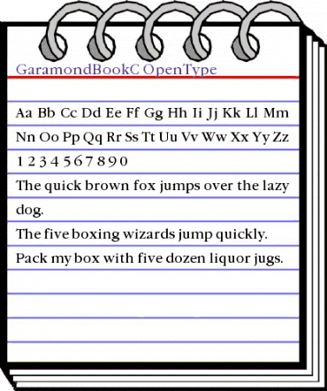 GaramondBookC Regular animated font preview