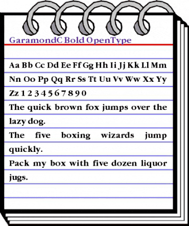 GaramondC Regular animated font preview