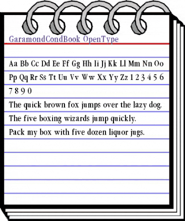 Garamond CondBook animated font preview