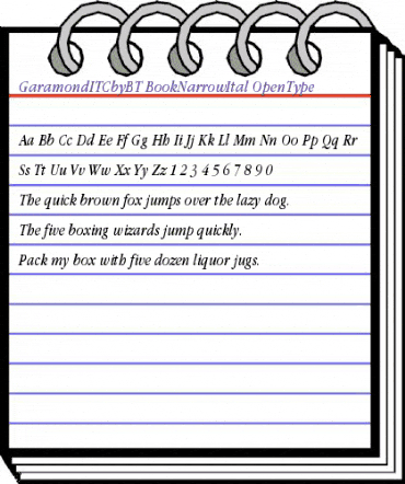 ITC Garamond Book Narrow Italic animated font preview