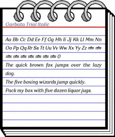 Garbata Trial Italic animated font preview