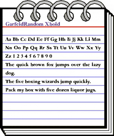 GarfeldRandom-Xbold Regular animated font preview