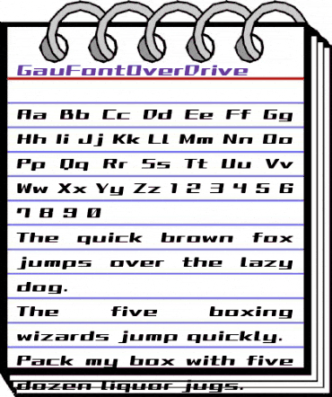 GauFontOverDrive Regular animated font preview GauFontOverDrive Regular animated font preview