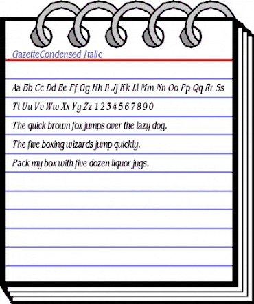 GazetteCondensed Italic animated font preview