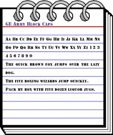 GE Army Block Caps Regular animated font preview