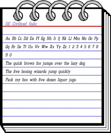 GE Civilized Italic animated font preview GE Civilized Italic animated font preview