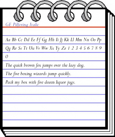 GE Pilfering Italic animated font preview GE Pilfering Italic animated font preview