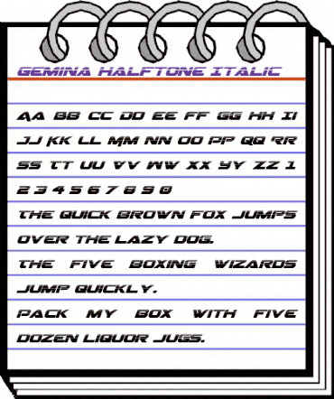 Gemina Halftone Italic Italic animated font preview Gemina Halftone Italic Italic animated font preview