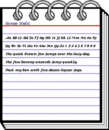 Genoa Italic animated font preview