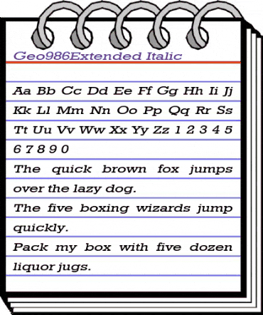 Geo986Extended Italic animated font preview